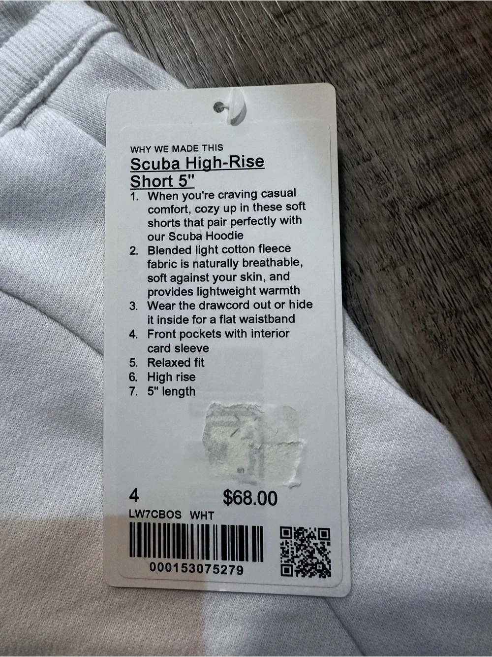 NWT Lululemon Women’s Scuba High-rise Short 5” Inseam White Size 4